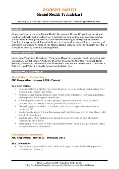 10 Mental Health Technician Resume Samples Templates For 2025 10 Mental Health Technician Resume Samples Templates For 2025