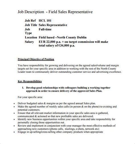 10 Sample Sales Representative Job Description Templates Free Sample 10 Sample Sales Representative Job Description Templates Free Sample