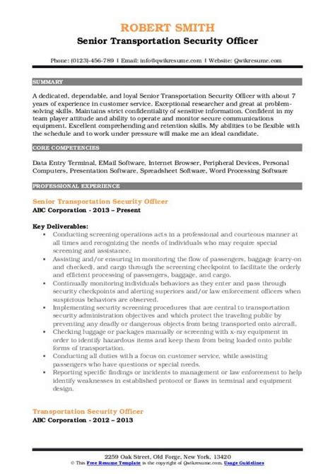 10 Transportation Security Officer Resume Samples Templates For 2025 10 Transportation Security Officer Resume Samples Templates For 2025