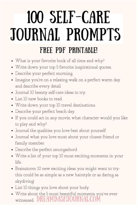 100 Best Self Care Journal Prompts With Free Pdf Printable 100 Best Self Care Journal Prompts With Free Pdf Printable