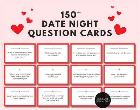 150 Date Night Question Cards Printable Couples Questions 150 Date Night Question Cards Printable Couples Questions
