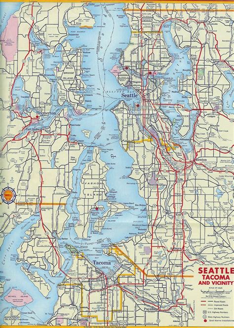 1956 Map Of Seattle Tacoma Area