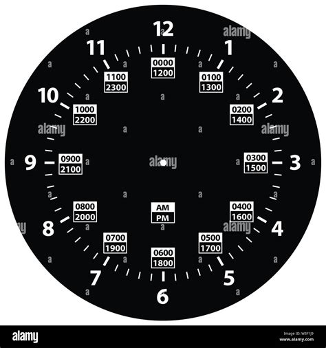 24 Hour Military Time And Standard Time Combo Clock Black Template 24 Hour Military Time And Standard Time Combo Clock Black Template