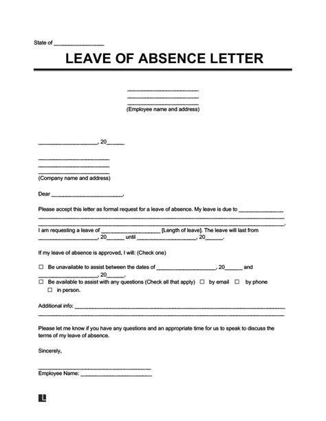 46 Free Leave Of Absence Request Letter Templates 46 Free Leave Of Absence Request Letter Templates