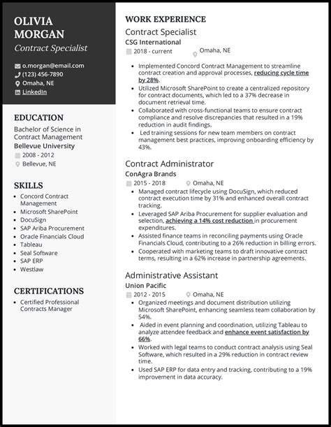 5 Contract Specialist Resume Examples Templates 5 Contract Specialist Resume Examples Templates