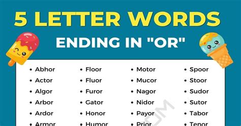 65 Useful 5 Letter Words Ending In Or 7Esl 65 Useful 5 Letter Words Ending In Or 7Esl