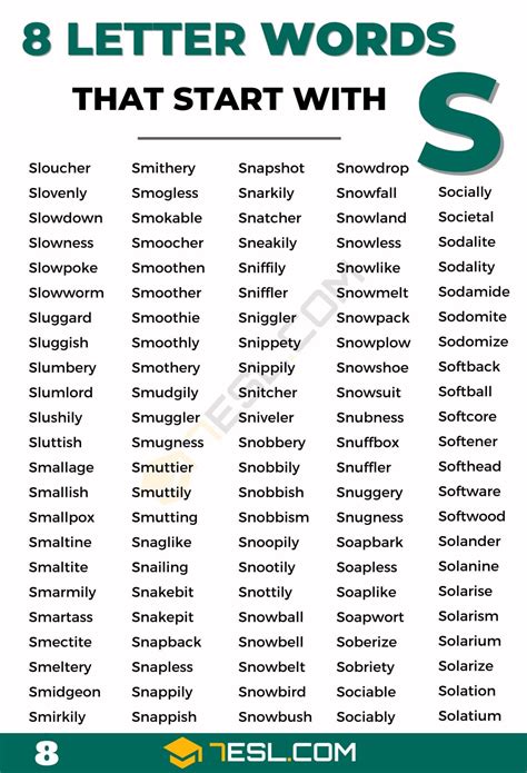 8 Letter Words Starting With S 2000 English Words 7Esl 8 Letter Words Starting With S 2000 English Words 7Esl