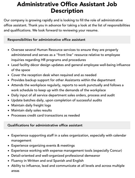 Administrative Office Assistant Job Description Velvet Jobs Administrative Office Assistant Job Description Velvet Jobs