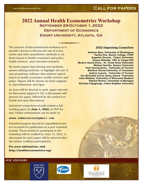 Annual Health Econometrics Workshop Healtheconmetrx Twitter Annual Health Econometrics Workshop Healtheconmetrx Twitter