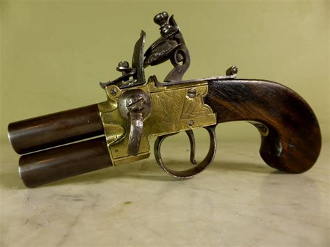 Antiques Atlas 18Th C Flintlock Double Barrel Pistol Antiques Atlas 18Th C Flintlock Double Barrel Pistol