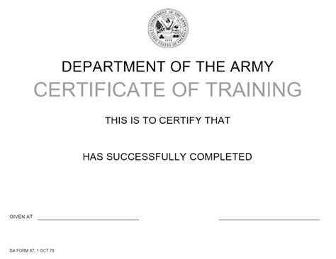 Army Certificate Of Training Template Army Certificate Of Training Template