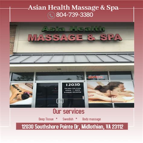 Asian Health Massage Spa 12030 Southshore Pointe Drive Midlothian Asian Health Massage Spa 12030 Southshore Pointe Drive Midlothian