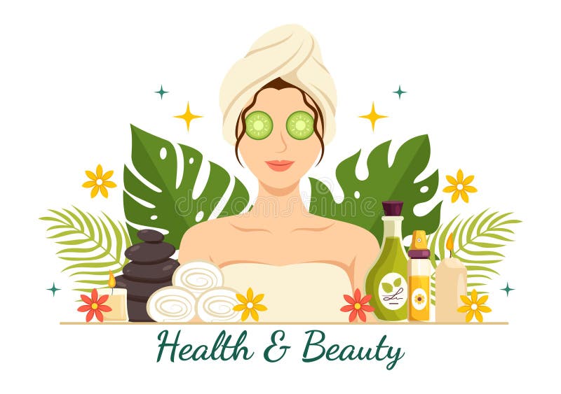 Beauty And Health Illustration With Natural Cosmetics And Eco Products