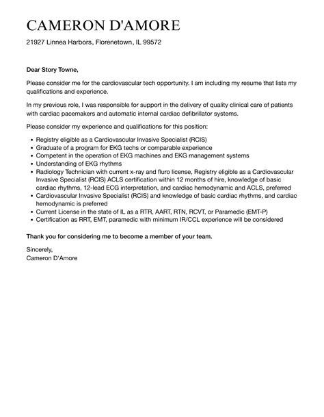 Cardiac Technician Cover Letter Velvet Jobs Cardiac Technician Cover Letter Velvet Jobs