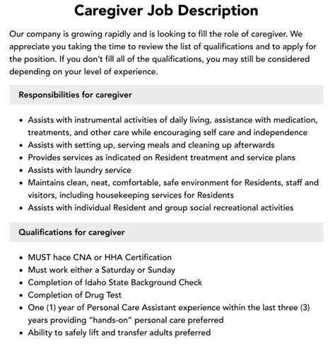 Caregiver Job Description Velvet Jobs Caregiver Job Description Velvet Jobs