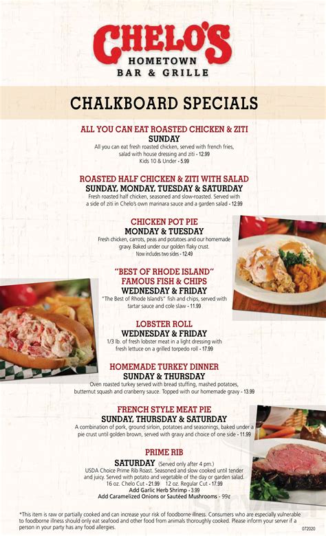 Chelo S Hometown Bar Grille Menu In Greenville Rhode Island Usa