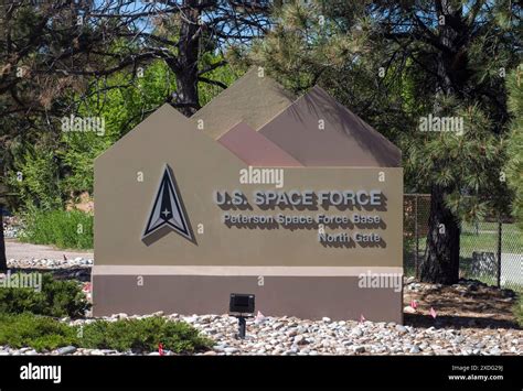Colorado 7 23 2024 The Entry Sign To Peterson Space Force Base Colorado 7 23 2024 The Entry Sign To Peterson Space Force Base