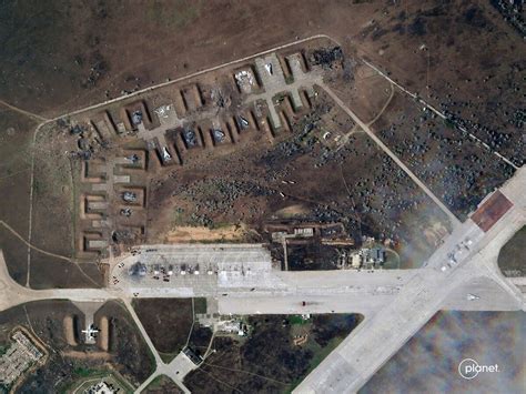 Crimea Explosion Satellite Image Shows Damaged Russian Military Planes Crimea Explosion Satellite Image Shows Damaged Russian Military Planes