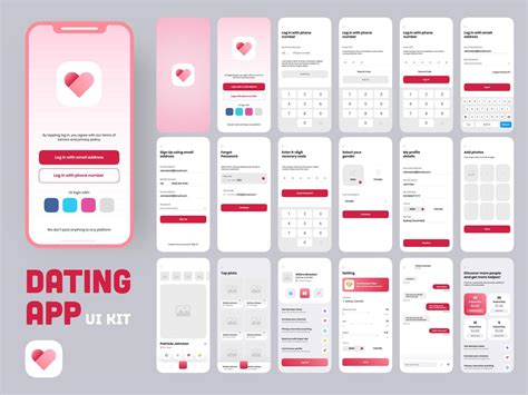 Dating App Ui Kit For Responsive Mobile App Or Website With Different Dating App Ui Kit For Responsive Mobile App Or Website With Different