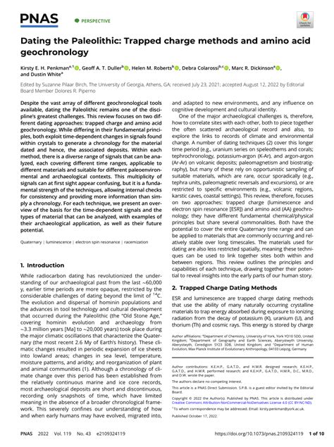 Dating The Paleolithic Trapped Charge Methods And Amino Acid Dating The Paleolithic Trapped Charge Methods And Amino Acid