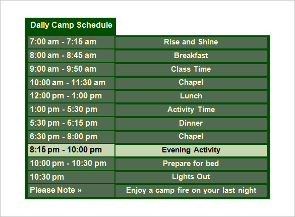 Day Camp Schedule Template Content Calendar Template Day Camp Schedule Template Content Calendar Template
