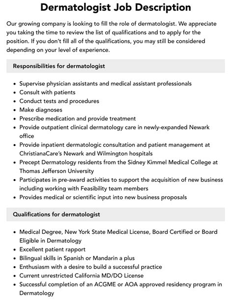 Dermatologist Job Description Career As A Dermatologist Salary Dermatologist Job Description Career As A Dermatologist Salary