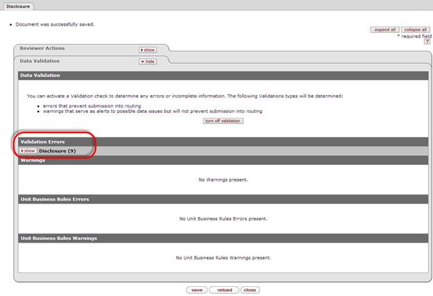 Disclosure Data Validation Disclosure Data Validation