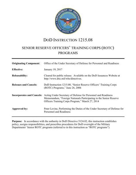 Dod Instruction 1215 08 Officers Rotc Dod Instruction 1215 08 Officers Rotc