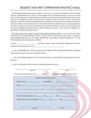 Fillable Online Request For Unit Commander Waiver Young Marines Fax Fillable Online Request For Unit Commander Waiver Young Marines Fax