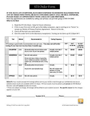 Fillable Online Studenthealth Ucsd Sti Order Form Student Health Fillable Online Studenthealth Ucsd Sti Order Form Student Health