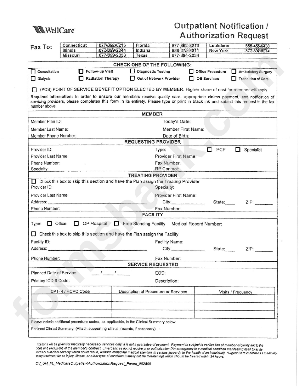 Fillable Online Trinityhealth Request For Services Authorization Form