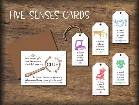 Five Senses Gift Tags Card Secret Person Exchange Instant Etsy Five Senses Gift Tags Card Secret Person Exchange Instant Etsy