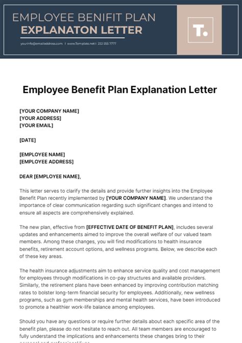 Free Employee Benefit Plan Explanation Letter Template To Edit Online Free Employee Benefit Plan Explanation Letter Template To Edit Online