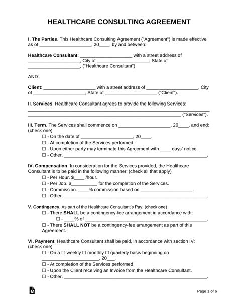 Free Healthcare Consulting Agreement Template Pdf Word Eforms Free Healthcare Consulting Agreement Template Pdf Word Eforms