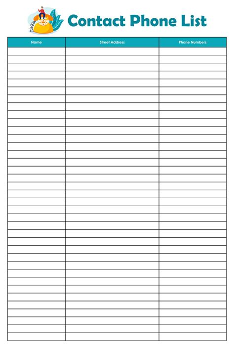 Free Printable Phone Number List Template Printable Templates Free Printable Phone Number List Template Printable Templates