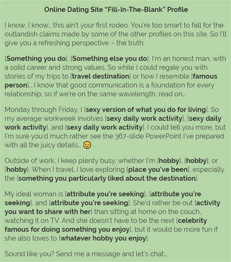 Free Sample Dating Profile Templates Free Sample Dating Profile Templates