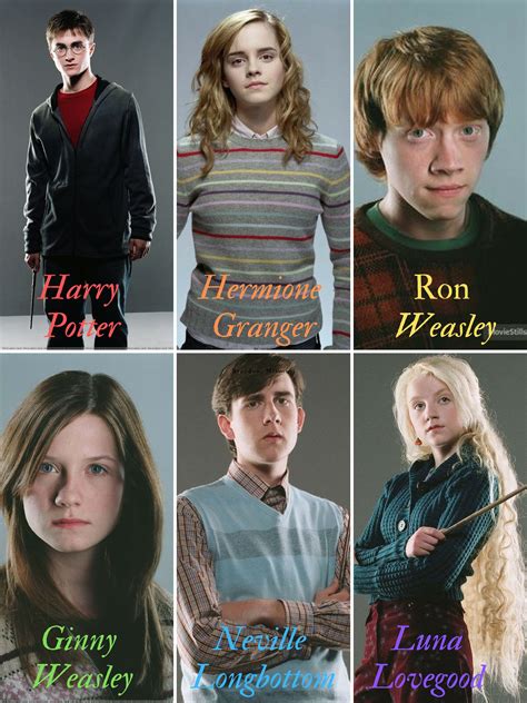 Golden Trio Harry Ron Hermione Silver Trio Neville Ginny Luna