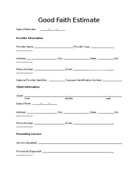 Good Faith Estimate Template Free Resource Tpt Good Faith Estimate Template Free Resource Tpt