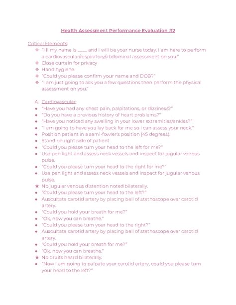 Health Asessment Performance Evaluation Script