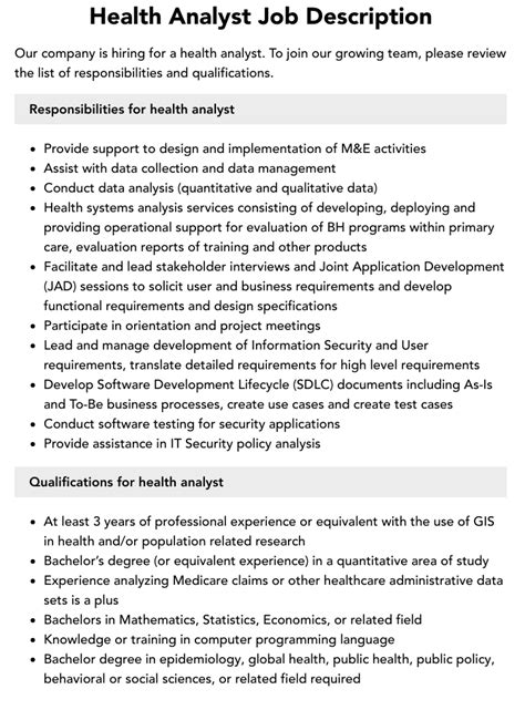 Healthcare Analyst Job Description Velvet Jobs Healthcare Analyst Job Description Velvet Jobs