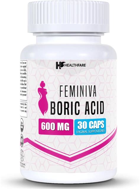 Healthfare Boric Acid Vaginal Suppositories 600Mg Feminiva Vegan Healthfare Boric Acid Vaginal Suppositories 600Mg Feminiva Vegan