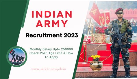 Indian Army New Recruitment 2023 Monthly Salary Upto 250000 Check Post