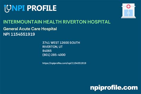 Intermountain Health Riverton Hospital Npi 1154551919 General Acute Intermountain Health Riverton Hospital Npi 1154551919 General Acute