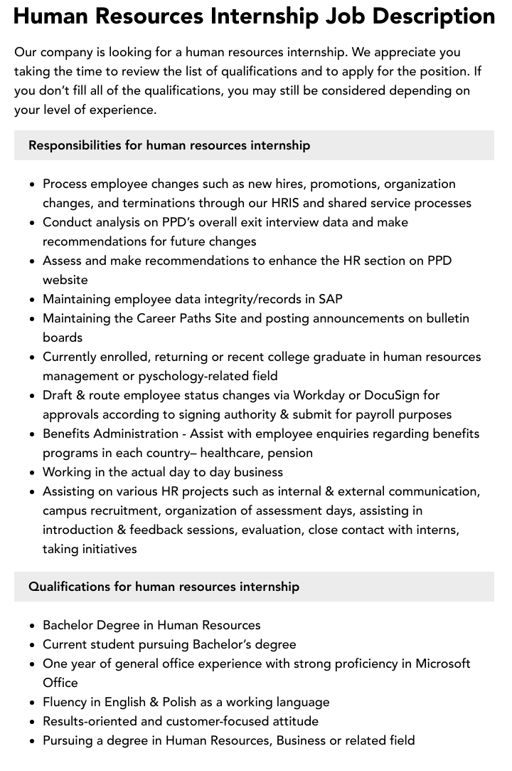 Internship Human Resources Job Description Velvet Jobs Internship Human Resources Job Description Velvet Jobs