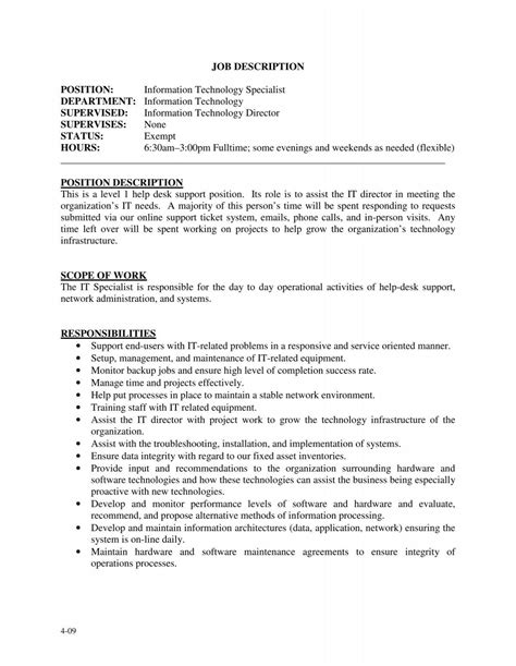 Job Description Position Information Technology Specialist Job Description Position Information Technology Specialist