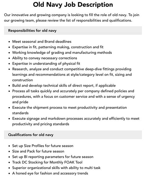 Jobs In Old Navy