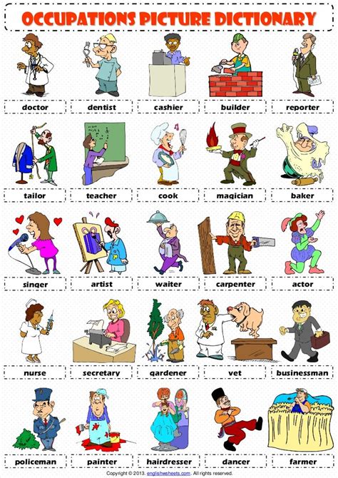 Jobs Occupations Professions Pictionary Poster Vocabulary Jobs Occupations Professions Pictionary Poster Vocabulary