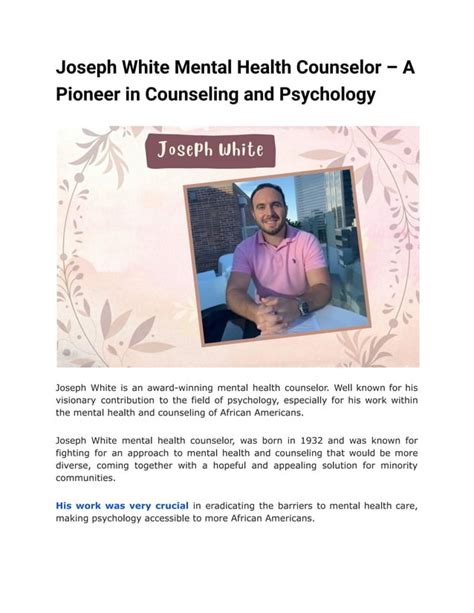 Joseph White Mental Health Counselor