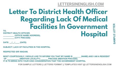 Letter To District Health Officer Regarding Lack Of Medical Facilities Letter To District Health Officer Regarding Lack Of Medical Facilities