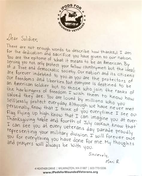 Letter To Troops Sample